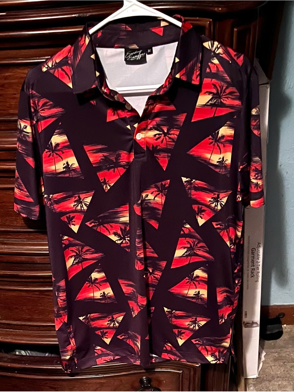 Mens Medium Multicolor Sunday Swagger  Floral Short Sleeve Performance Golf Polo